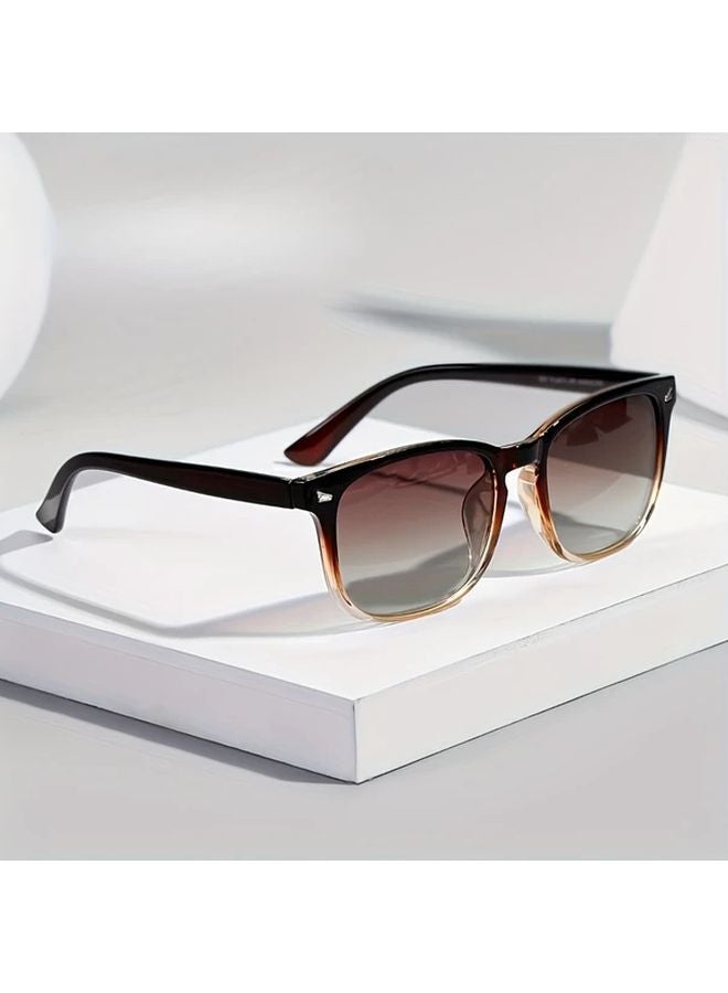 Retro Polarized Sunglasses For Men And Women Black Frame Brown Gradient Lenses Durable PC Material - Image 2